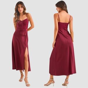 NWT Altar'd State Evalina Satin Maxi Dress